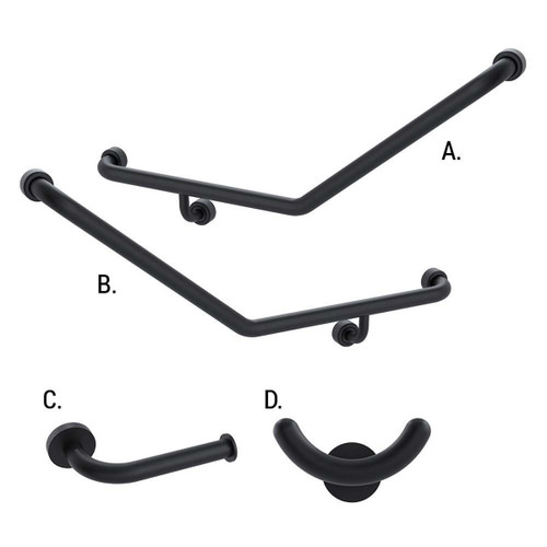 Grab Rail Ambulant Accessible Kit Hygenic Seal Matte Black [287785]