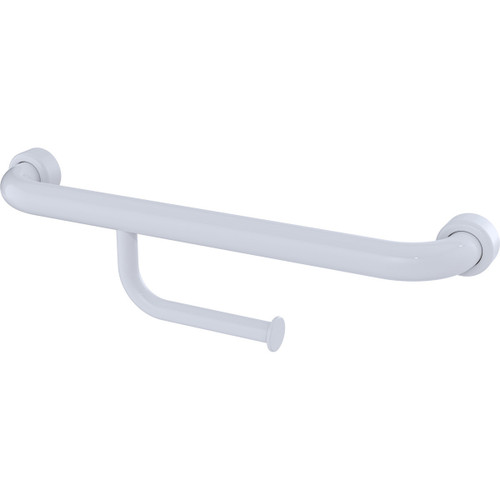 Grab Rail Hygenic Seal Straight 450mm with Toilet Roll Holder Antimicrobial White Left Hand [287433]