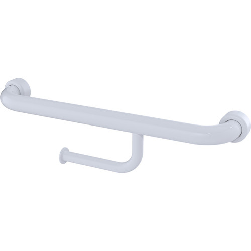 Grab Rail Hygenic Seal Straight 450mm with -Toilet Roll Holder Antimicrobial White Right Hand [287420]