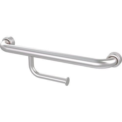 Grab Rail Hygenic Seal Straight 450mm with Toilet Roll Holder Brushed Stainless Left Hand [287427]