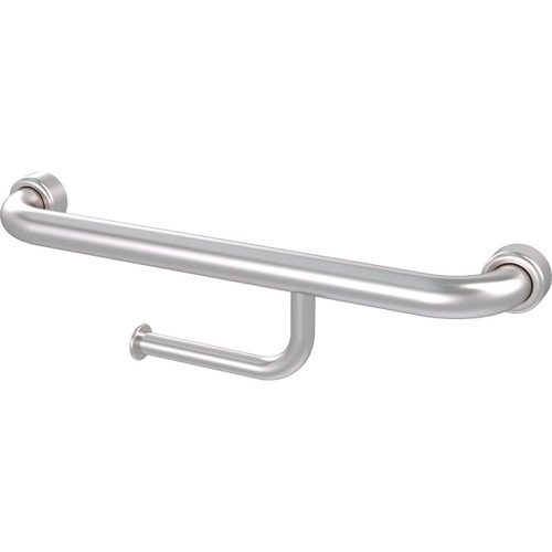 Grab Rail Hygenic Seal Straight 450mm with Toilet Roll Holder Brushed Stainless Right Hand [287430]