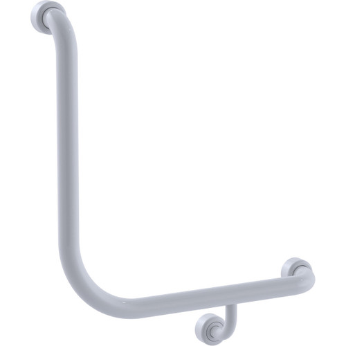 Grab Rail Hygenic Seal Toilet Assist 450mm x 450mm at 90 degree Ambulant Antimicrobial White Right Hand [287374]