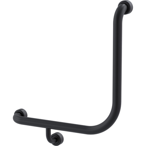 Grab Rail Hygenic Seal Toilet Assist 450mm x 450mm @ 90 degree Ambulant Matte Black Left Hand [287402]