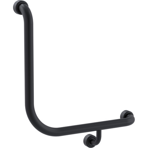 Grab Rail Hygenic Seal Toilet Assist 450mm x 450mm at 90 degree Ambulant Matte Black Right Hand [287412]