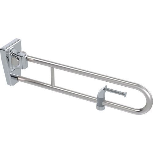 Grab Rail Tiltlock 850mm Brushed Stainless Left Hand (with flexible ABS Toilet Roll Holder) [287408]