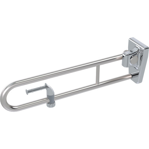 Grab Rail Tiltlock 850mm Brushed Stainless Right Hand (with flexible ABS Toilet Roll Holder) [287504]