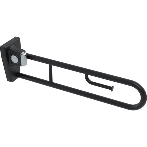Grab Rail Tiltlock 850mm Matte Black Left Hand (with welded Toilet Roll Holder) [287501]