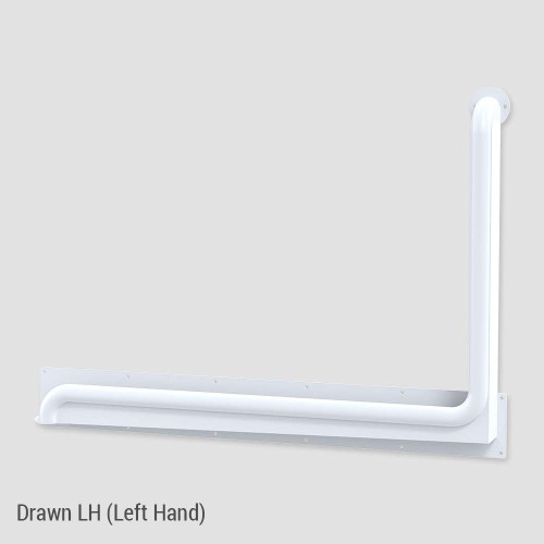 Grab Rail Anti Ligature Toilet Assist 960mm x 600mm Antimicrobial White Left Hand [287810]