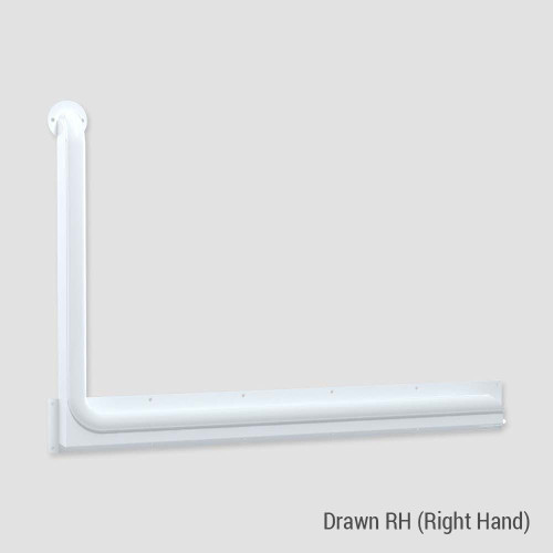 Grab Rail Anti Ligature Toilet Assist 960mm x 600mm Antimicrobial White Right Hand [287781]