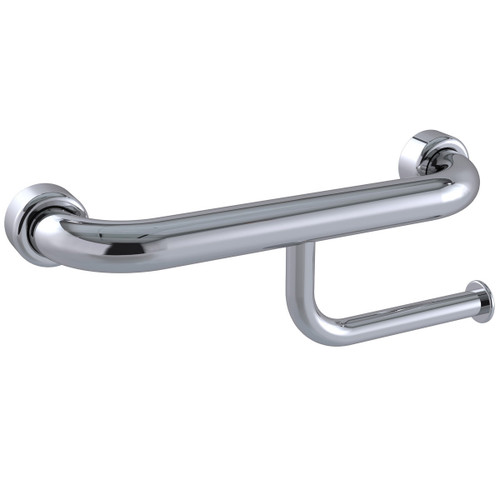 Grab Rail Hygenic Seal Straight 300mm with Toilet Roll Holder Polish Supreme Left Hand [287627]