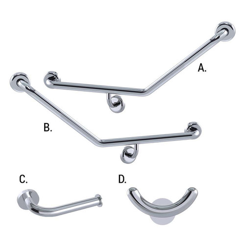 Grab Rail Ambulant Accessible Kit - Clam Flange Polish Stainless [288197]