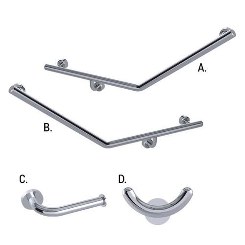 Grab Rail Ambulant Accessible Kit - Linear Polish Stainless [288204]