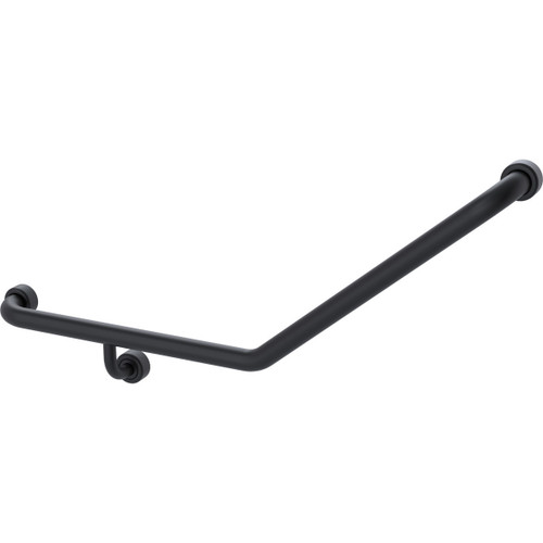 Grab Rail Hygenic Seal Toilet Assist 450mm x 450mm angled 140 degree Matte Black Left Hand [287986]