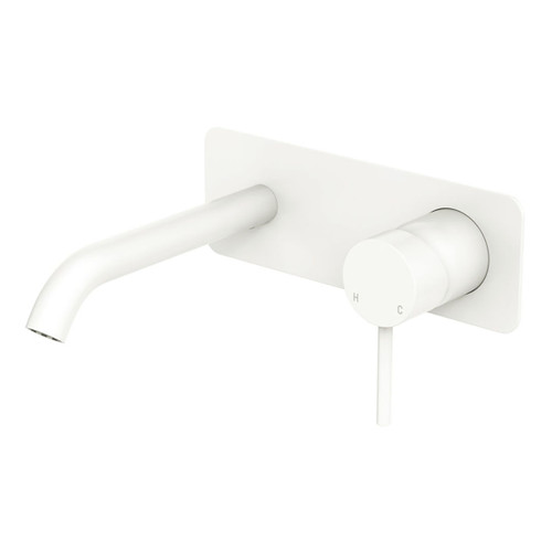 Kaya Basin or Bath Wall Mixer Set 160mm Outlet Rectangular Plate Matte White [294480]
