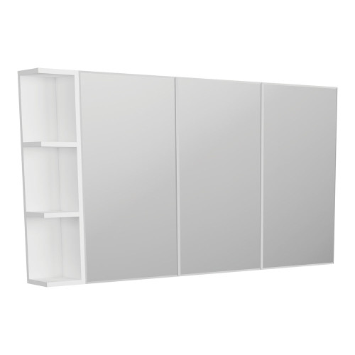 Mirror Cabinet Bevel Edge 1350 x 720 x 150mm 1 x Side Shelf Gloss White [294213]