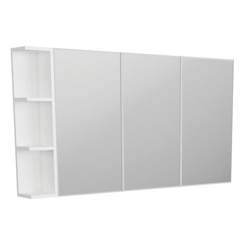 Mirror Cabinet Bevel Edge 1350 x 720 x 150mm 1 x Side Shelf Gloss White [294213]