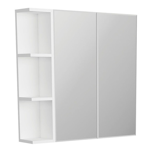 Mirror Cabinet Bevel Edge 750 x 720 x 150mm 1 x Side Shelf Gloss White [294267]