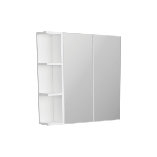 Mirror Cabinet Bevel Edge 750 x 720 x 150mm 1 x Side Shelf Gloss White [294267]