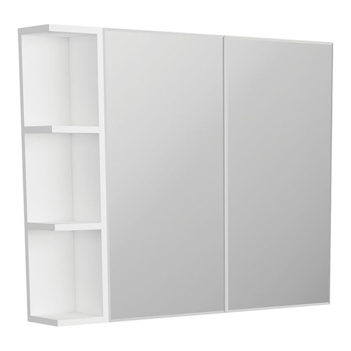 Mirror Cabinet Bevel Edge 900 x 720 x 150mm 1 x Side Shelf Gloss White [294490]