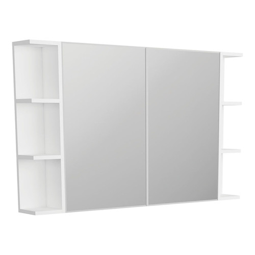 Mirror Cabinet Bevel Edge 1200 x 720 x 150mm 2 x Side Shelves Gloss White [294214]