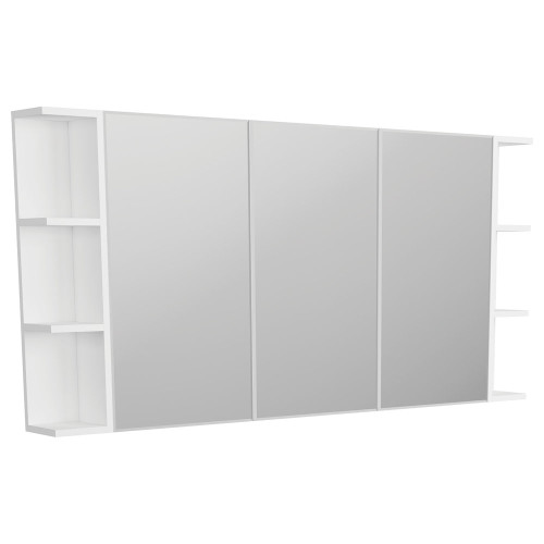 Mirror Cabinet Bevel Edge 1500 x 720 x 150mm 2 x Side Shelves Gloss White [294486]