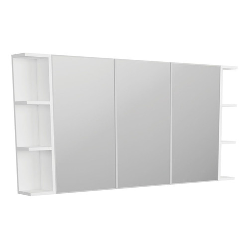 Mirror Cabinet Bevel Edge 1500 x 720 x 150mm 2 x Side Shelves Gloss White [294486]