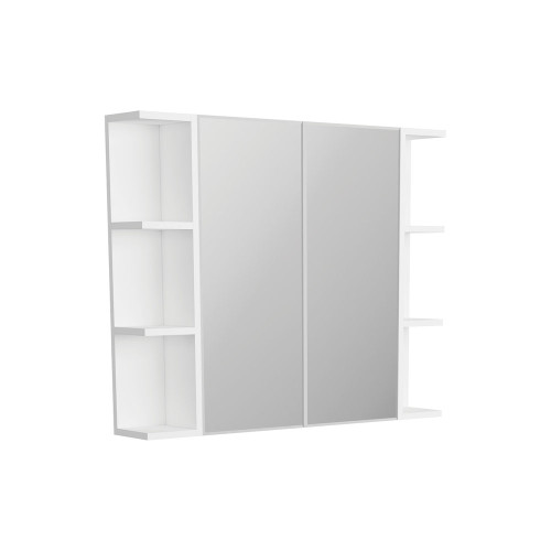 Mirror Cabinet Bevel Edge 900 x 720 x 150mm 2 x Side Shelves Gloss White [294266]