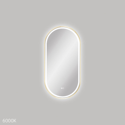 Empire LED Framed Pill Shape Mirror with Dimming Sensor and Demister 450 x 900mm Urban Brass [294398]