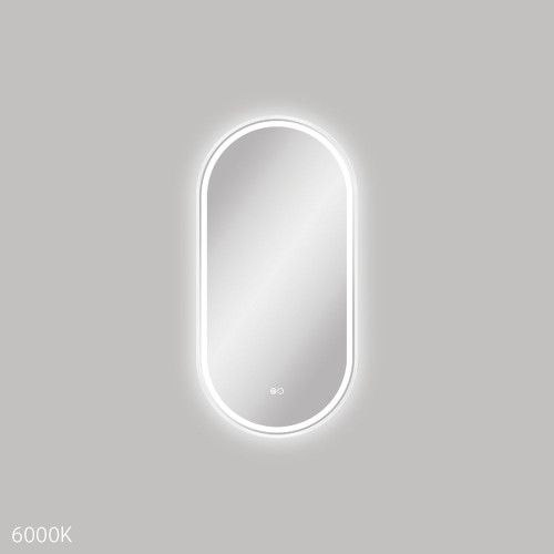 Empire LED Framed Pill Shape Mirror with Dimming Sensor and Demister 450 x 900mm Matte White [294391]