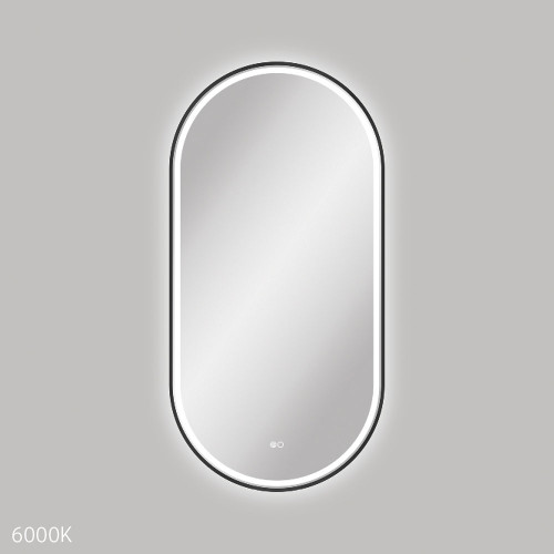 Empire LED Framed Pill Shape Mirror with Dimming Sensor and Demister 600 x 1200mm Matte Black [294400]
