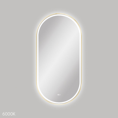 Empire LED Framed Pill Shape Mirror with Dimming Sensor and Demister 600 x 1200mm Urban Brass [294321]
