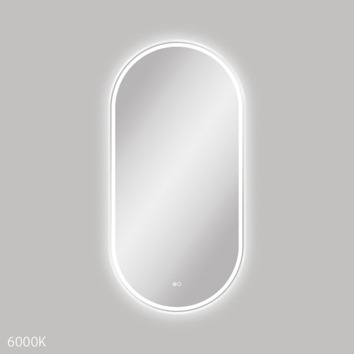 Empire LED Framed Pill Shape Mirror with Dimming Sensor and Demister 600 x 1200mm Matte White [294385]