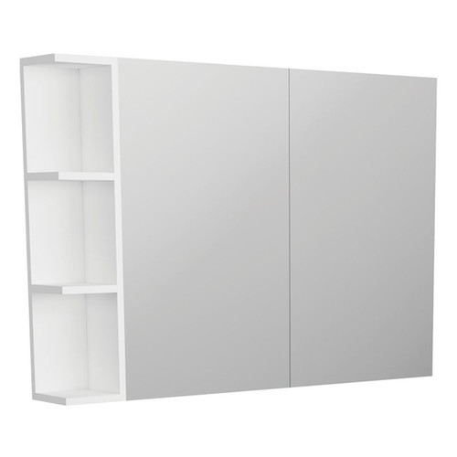 Mirror Cabinet Pencil Edge 1050 x 720 x 150mm 1 x Side Shelf Gloss White [294217]