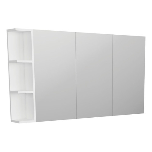 Mirror Cabinet Pencil Edge 1350 x 720 x 150mm 1 x Side Shelf Gloss White [294417]