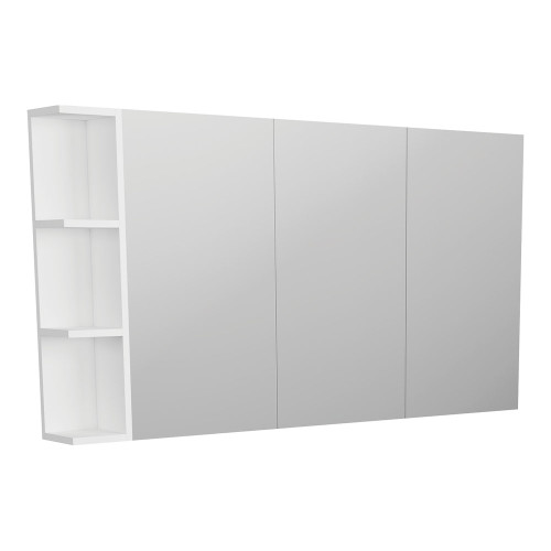 Mirror Cabinet Pencil Edge 1350 x 720 x 150mm 1 x Side Shelf Gloss White [294417]