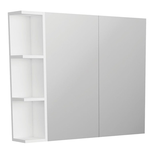 Mirror Cabinet Pencil Edge 900 x x 720 x 150mm 1 x Side Shelf Gloss White [294276]