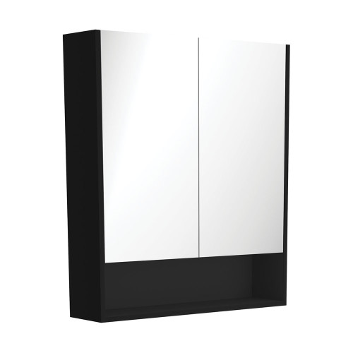 Mirror Cabinet 750 x 850 x 180mm with Display Shelf Satin Black [294216]