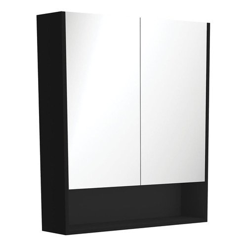 Mirror Cabinet 750 x 850 x 180mm with Display Shelf Satin Black [294216]