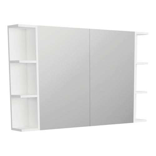 Mirror Cabinet Pencil Edge 1200 x 720 x 150mm 2 x Side Shelves Gloss White [294496]