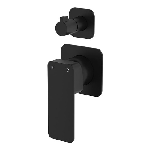 Tono Wall Diverter Mixer Small Square Plate Matte Black [294339]