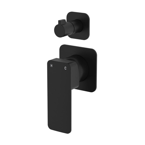 Tono Wall Diverter Mixer Small Square Plate Matte Black [294339]