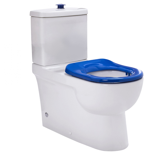 Johnson Suisse Life Assist Rimless Back-to-Wall Toilet Suite with Blue Seat & Chrome Button (450-460mm Set Out) [201244]