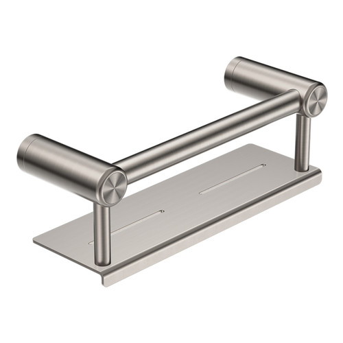 Mecca Care 25mm Grab Rail with Shelf 300mm Brushed Nickel [293276]