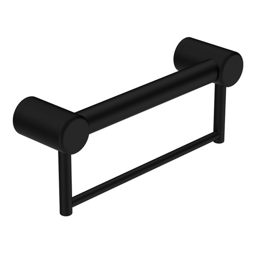 Mecca Care 32mm Grab Rail with Towel Holder 300mm Matte Black [293185]