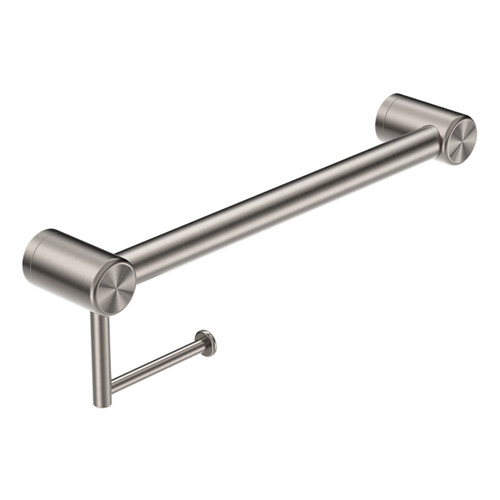 Mecca Care 32mm Grab Rail with Toilet Roll Holder 450mm Brushed Nickel [293191]