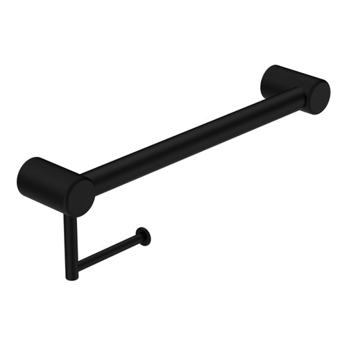 Mecca Care 32mm Grab Rail with Toilet Roll Holder 450mm Matte Black [293193]