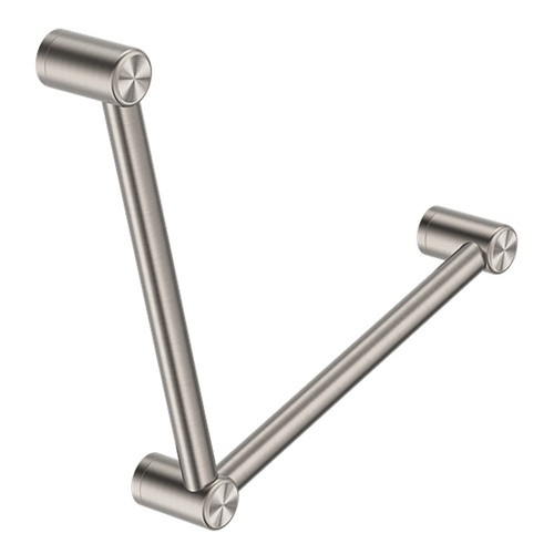 Mecca Care 32mm Ambulant Toilet Grab Rail 90 Degree 450 X 450mm Brushed Nickel [293341]