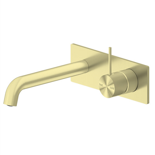 Mecca Wall Basin/Bath Mixer Handle Up 230mm Brushed Gold [293605]