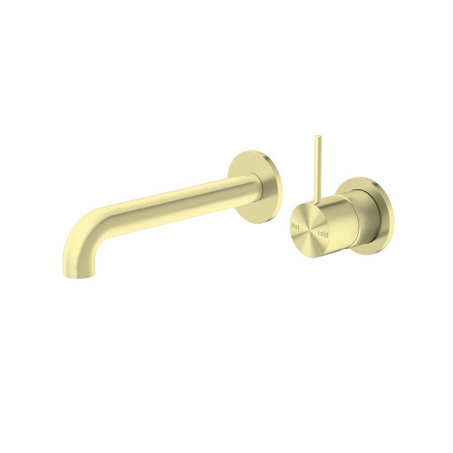 Mecca Wall Basin/Bath Mixer Separate Back Plate Handle Up 120mm Brushed Gold [293707]