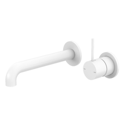 Mecca Wall Basin/Bath Mixer Separete Back Plate Handle Up 160mm Matte White [293769]